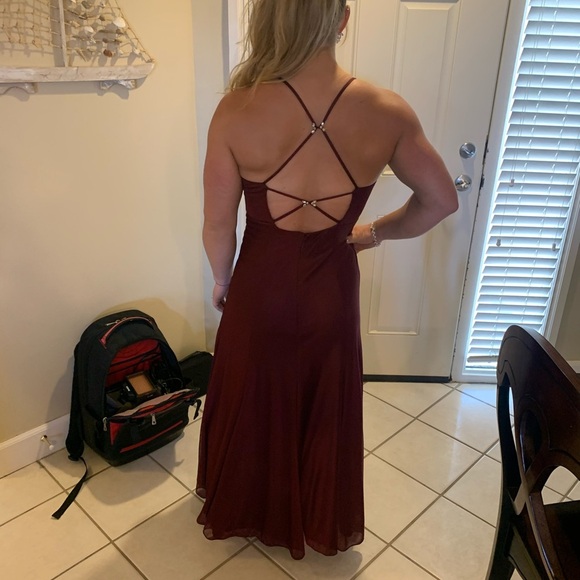 Azazie Burgundy Bridesmaid Dress - A-line with slit - custom size - Picture 2 of 16